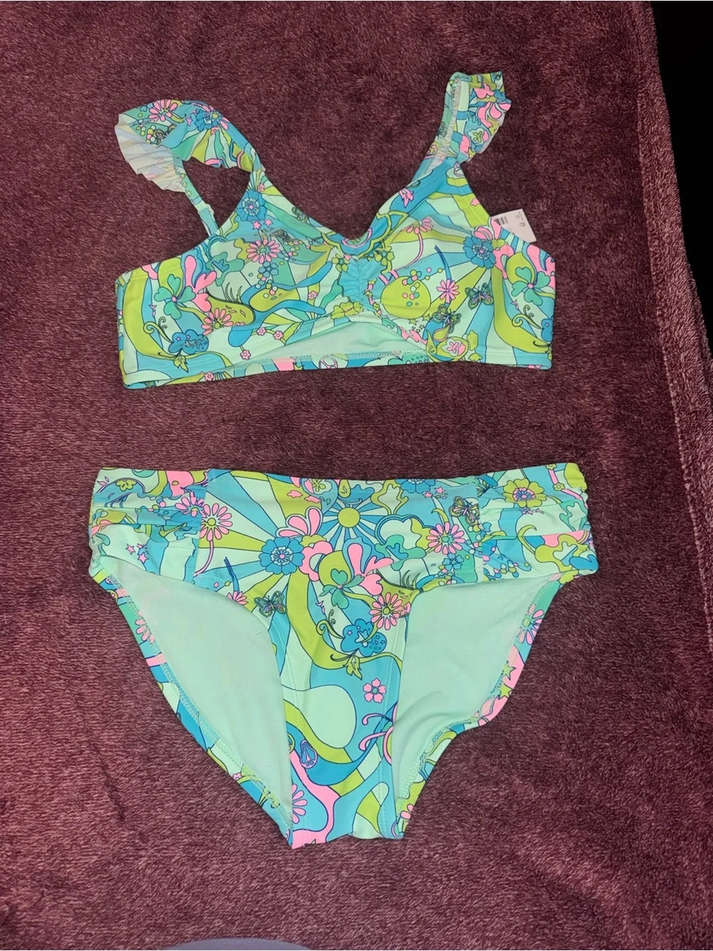 The Children's Place Floral Two-Piece Bikini in Aqua & Lime